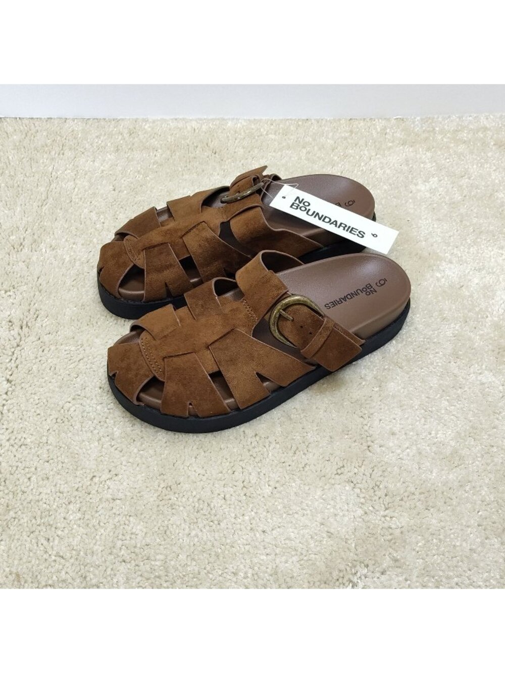 No Boundaries Fisherman Clog Faux Suede Chunky Platform Slip-On Sandals WMNS 6